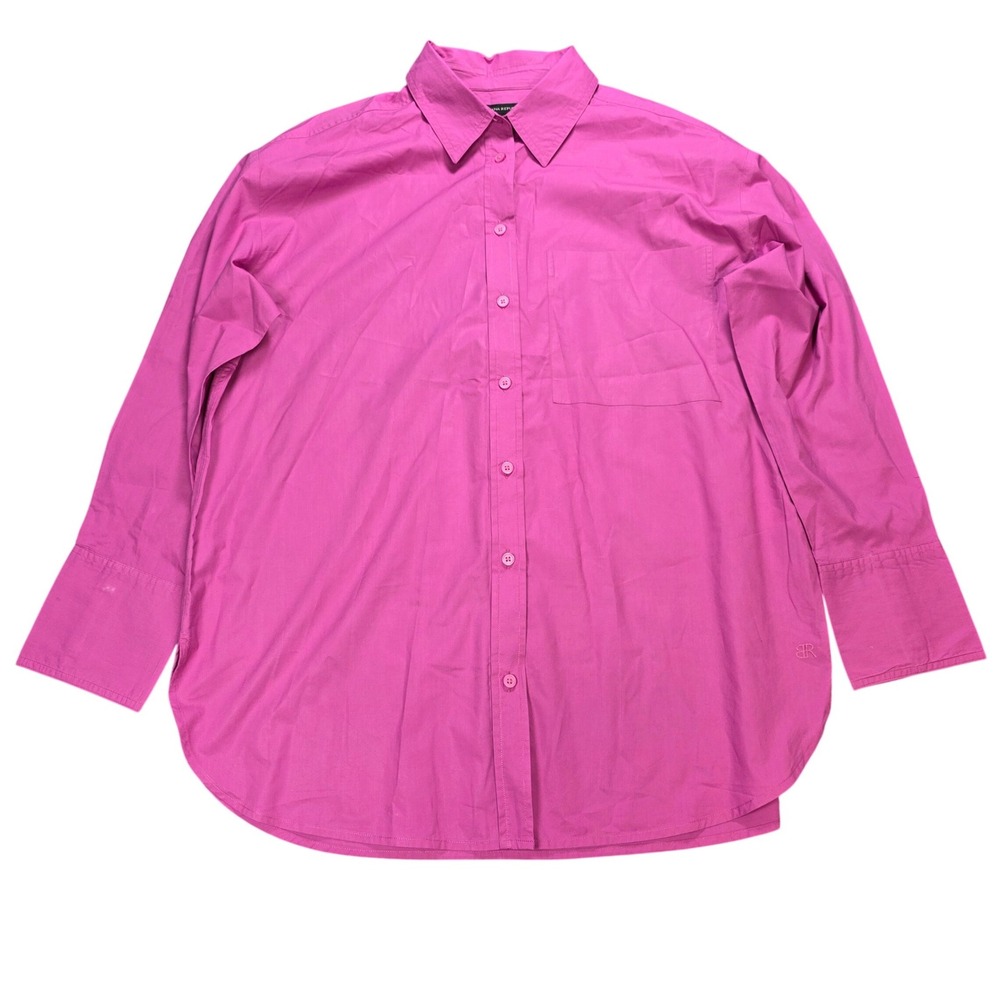 Banana Republic Button Down Shirt Women's Size L Pink Cotton Poplin Oversized